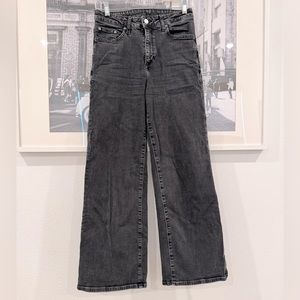 HM H&M high rise wide leg black denim jeans | 6 / 28